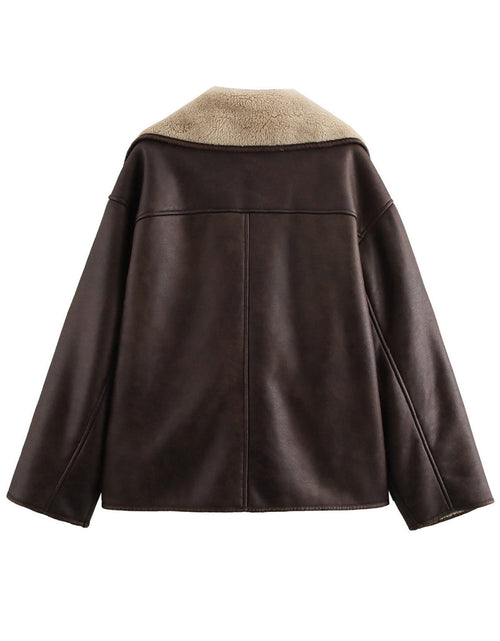 Load image into Gallery viewer, Collared Neck Long Sleeve Plush Jacket
