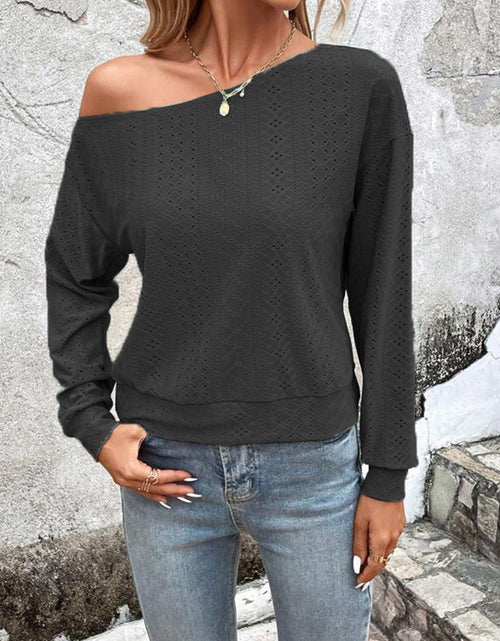 Load image into Gallery viewer, Eyelet Dropped Shoulder Blouse
