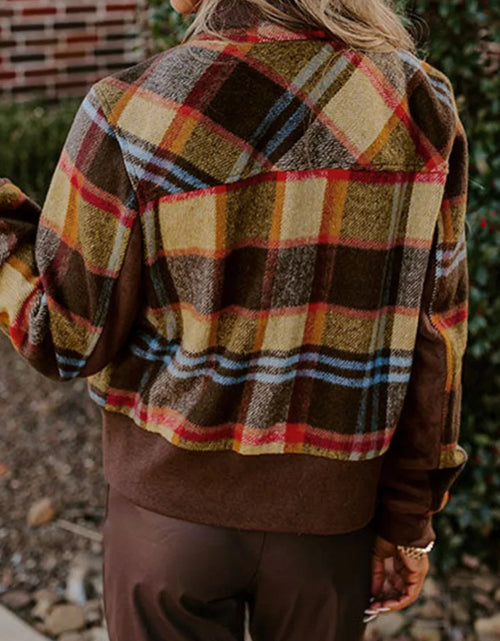 Load image into Gallery viewer, Pocketed Plaid Long Sleeve Jacket
