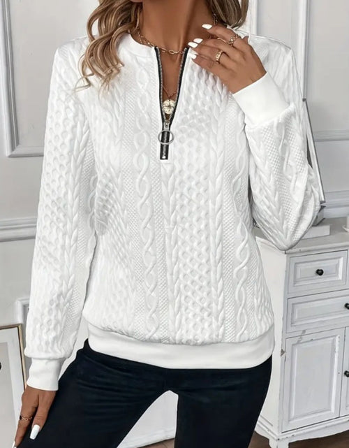 Load image into Gallery viewer, Texture Half Zip Long Sleeve Sweatshirt
