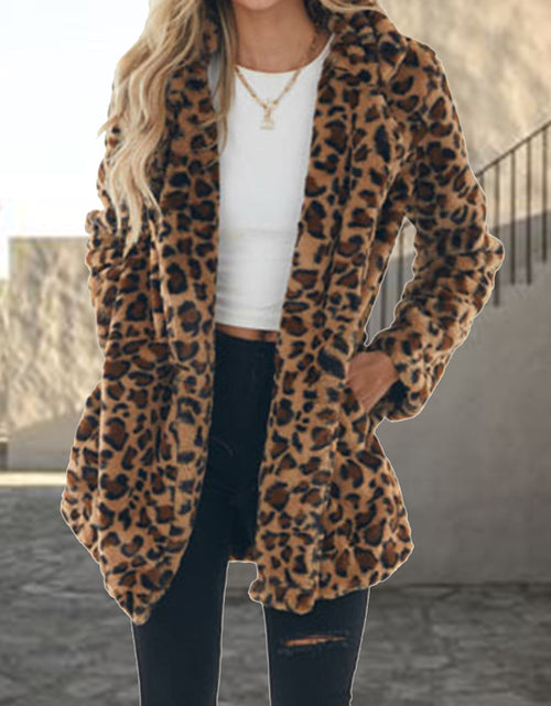 Load image into Gallery viewer, Leopard Collared Neck Coat with Pockets

