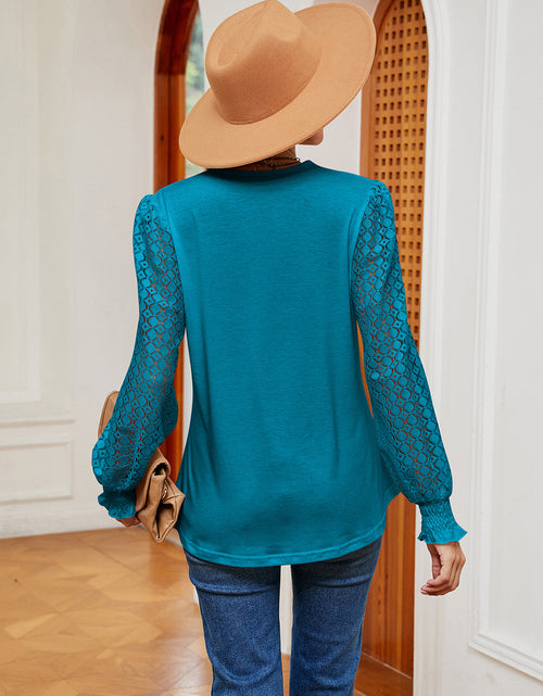 Load image into Gallery viewer, Contrast V-Neck Long Sleeve Blouse
