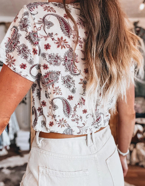 Load image into Gallery viewer, Paisley Mock Neck T Shirt
