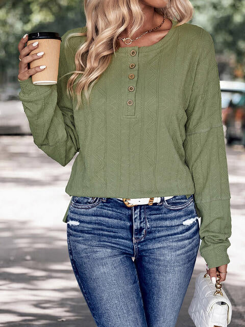 Load image into Gallery viewer, Half-Button Round Neck T-Shirt
