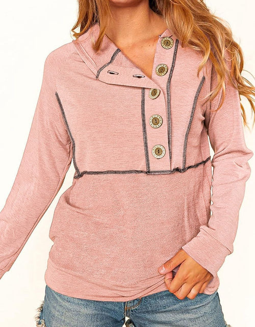 Load image into Gallery viewer, Buttoned Long Sleeve Hoodie
