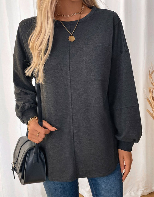 Load image into Gallery viewer, Perfee Pocketed Round Neck Long Sleeve Sweatshirt
