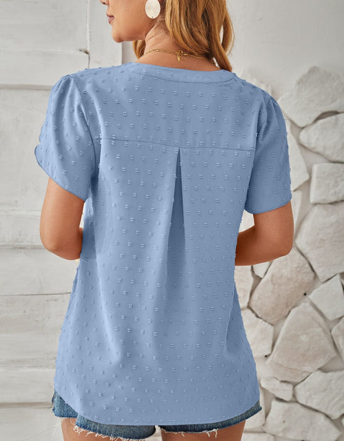 Load image into Gallery viewer, Swiss Dot Notched Petal Sleeve T-Shirt
