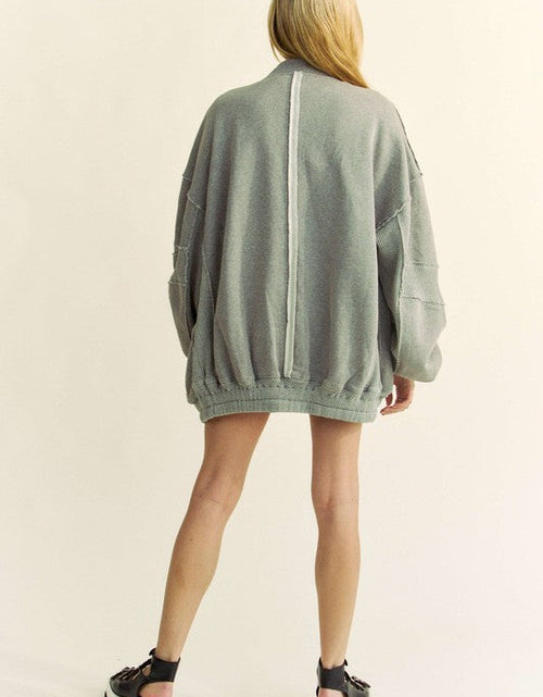 Load image into Gallery viewer, Davi &amp; Dani Exposed Seam Zip Up Dropped Shoulder Jacket
