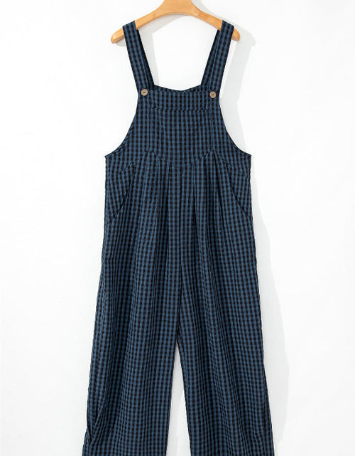 Load image into Gallery viewer, Plaid Wide Strap Wide Leg Overalls
