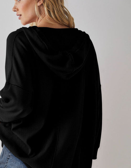 Load image into Gallery viewer, Exposed Seam Drawstring Long Sleeve Hoodie
