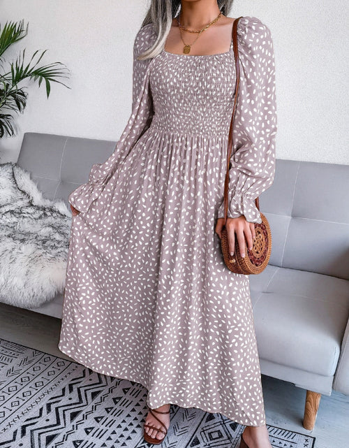 Load image into Gallery viewer, Smocked Square Neck Flounce Sleeve Dress by BlakWardrob
