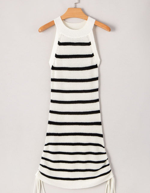 Load image into Gallery viewer, Contrast Striped Drawstring Detail Sleeveless Sweater Dress

