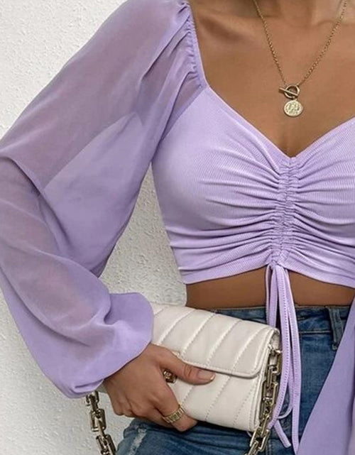 Load image into Gallery viewer, Drawstring Sweetheart Neck Cropped Top
