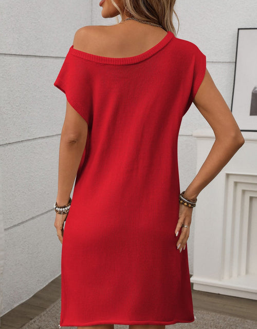 Load image into Gallery viewer, One Shoulder Mini Sweater Dress
