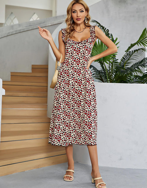 Load image into Gallery viewer, Printed Ruffled Sleeveless Midi Dress
