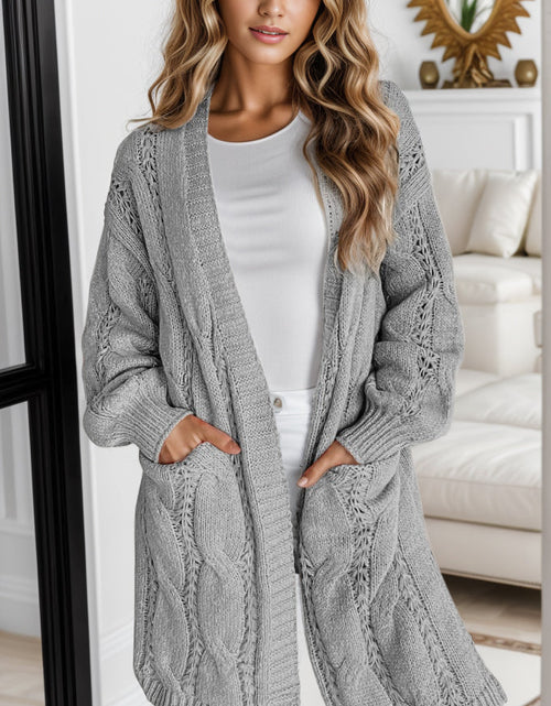 Load image into Gallery viewer, Cable-Knit Dropped Shoulder Slit Cardigan
