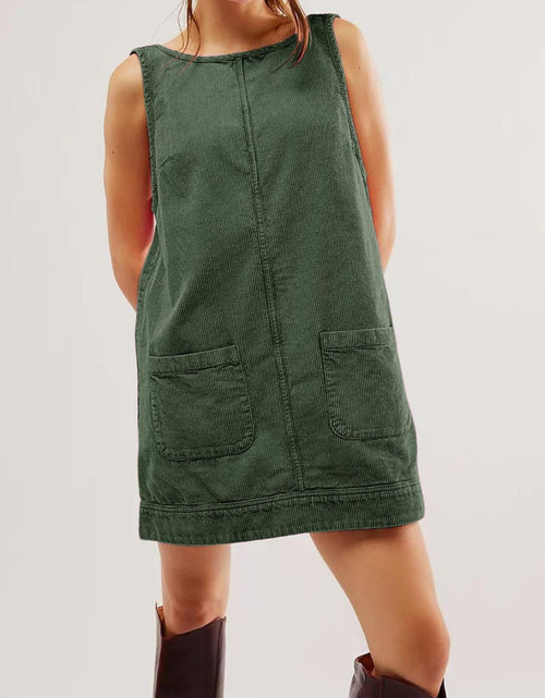 Load image into Gallery viewer, Mandy Round Neck Wide Strap Mini Dress with Pockets

