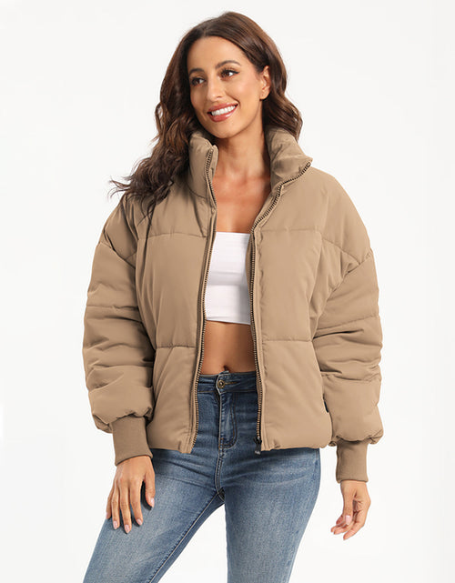 Load image into Gallery viewer, Zip Up Turtleneck Long Sleeve Puffer Jacket
