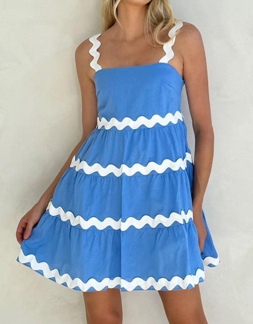 Load image into Gallery viewer, Contrast Trim Square Neck Tiered Dress
