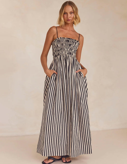 Load image into Gallery viewer, Smocked Striped Square Neck Cami Dress

