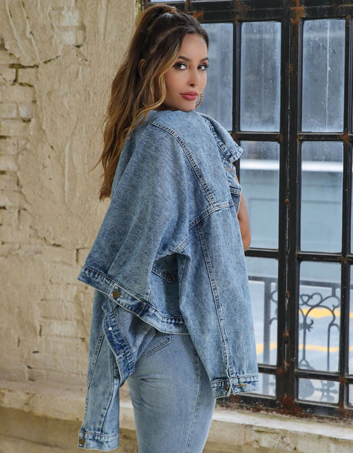 Load image into Gallery viewer, Button Down Drop Shoulder Denim Jacket
