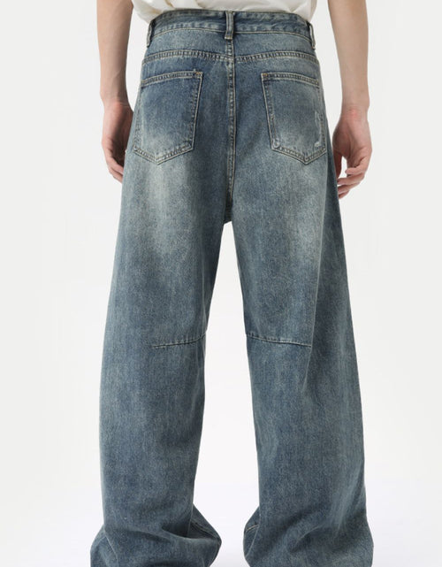 Load image into Gallery viewer, Distressed Wide Leg Men's Jeans with Pockets
