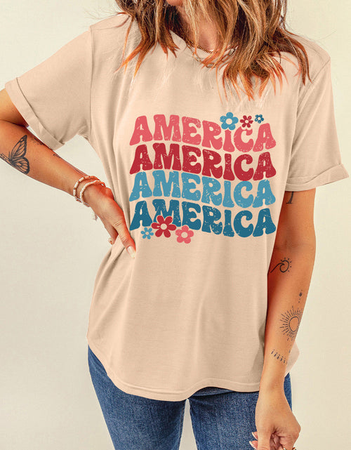 Load image into Gallery viewer, AMERICA Round Neck Short Sleeve T-Shirt
