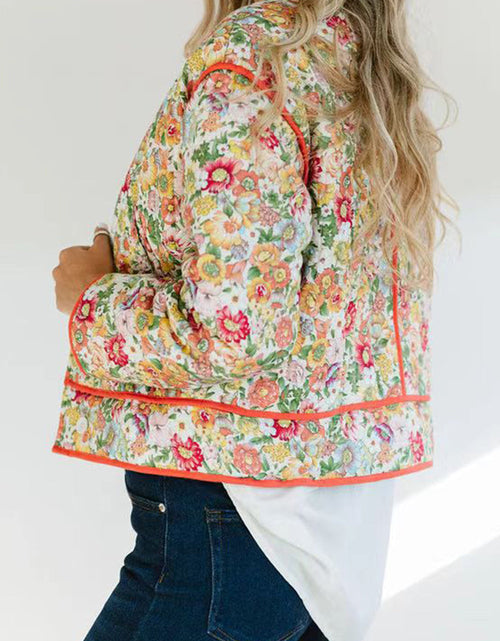 Load image into Gallery viewer, Floral Button Up Long Sleeve Winter Coat

