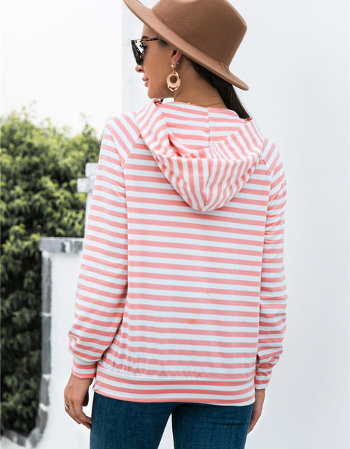 Load image into Gallery viewer, Horizontal Stripe Raglan Sleeve Hoodie
