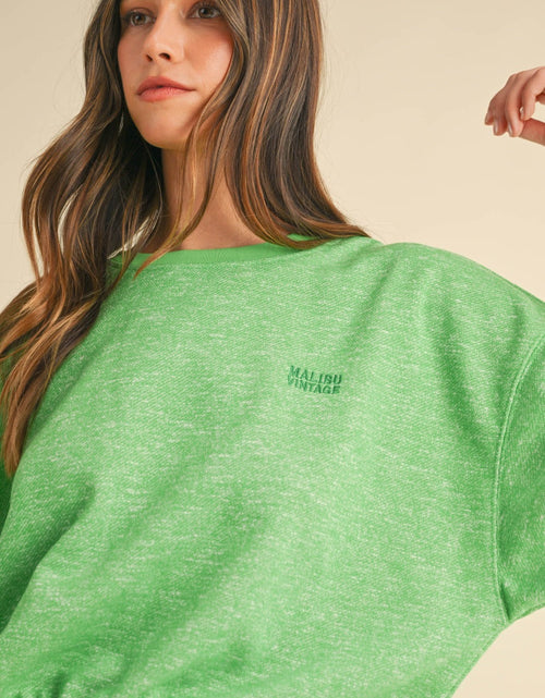 Load image into Gallery viewer, Mable Round Neck Letter Embroidery Crop Sweatshirt
