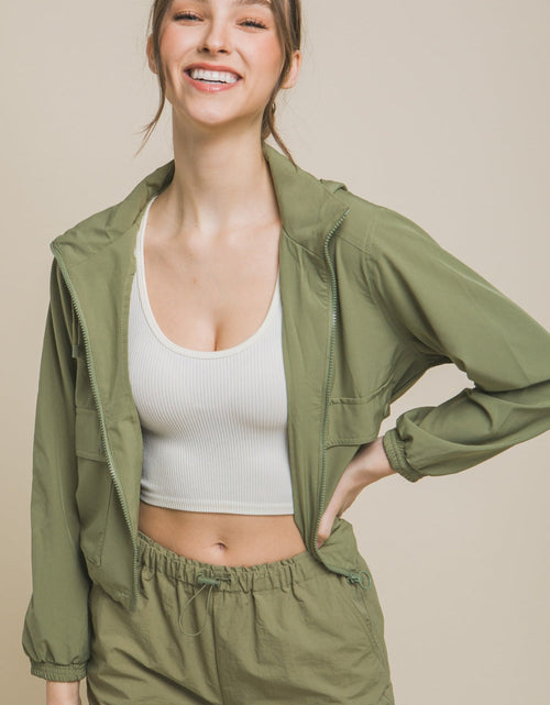 Load image into Gallery viewer, Love Tree Drawstring Hem Hooded Zip-Up Jacket
