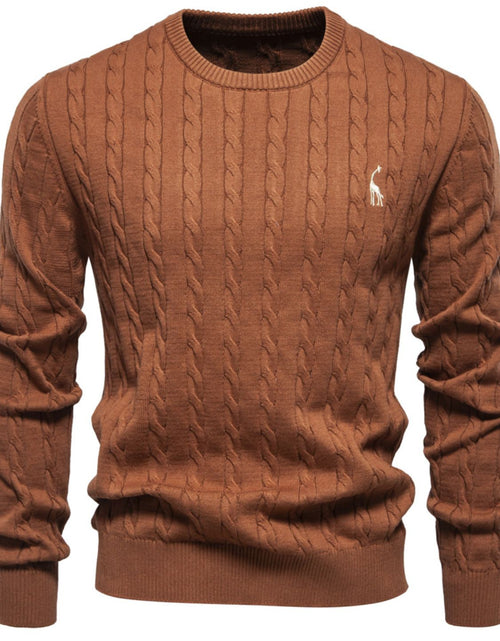 Load image into Gallery viewer, Men's Cable-Knit Round Neck Long Sleeve Sweater
