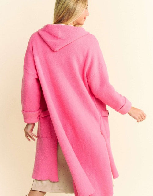 Load image into Gallery viewer, Davi &amp; Dani Side Slit Button Up Hooded Cardigan
