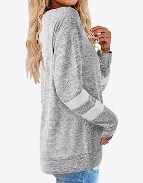 Load image into Gallery viewer, Striped Contrast Raglan Sleeve Top

