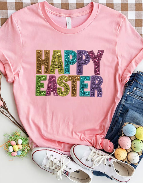 Load image into Gallery viewer, HAPPY EASTER Round Neck Short Sleeve T-Shirt
