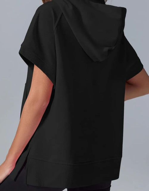 Load image into Gallery viewer, Half Zip Short Sleeve Hoodie
