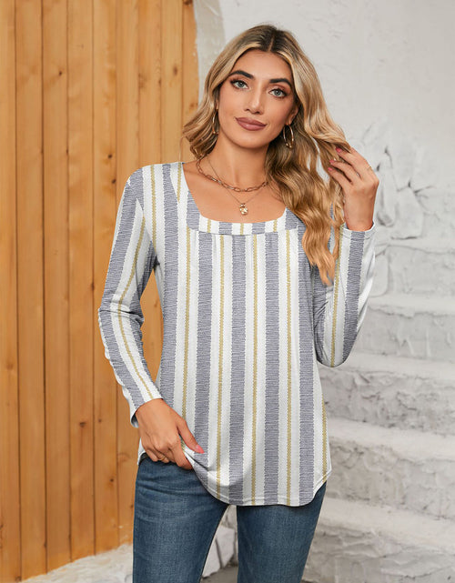 Load image into Gallery viewer, Printed Square Neck Long Sleeve Blouse
