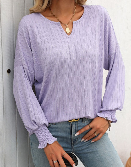 Load image into Gallery viewer, Mandy Textured Notched Lantern Sleeve T-Shirt
