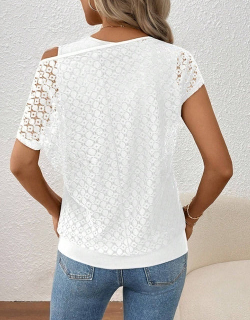 Load image into Gallery viewer, Lace Short Sleeve Fake Two Piece T-Shirt
