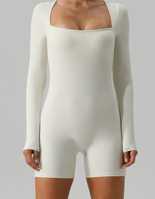 Load image into Gallery viewer, Square Neck Long Sleeve Active Romper
