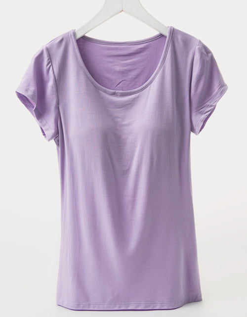 Load image into Gallery viewer, Round Neck Short Sleeve T-Shirt with Bra

