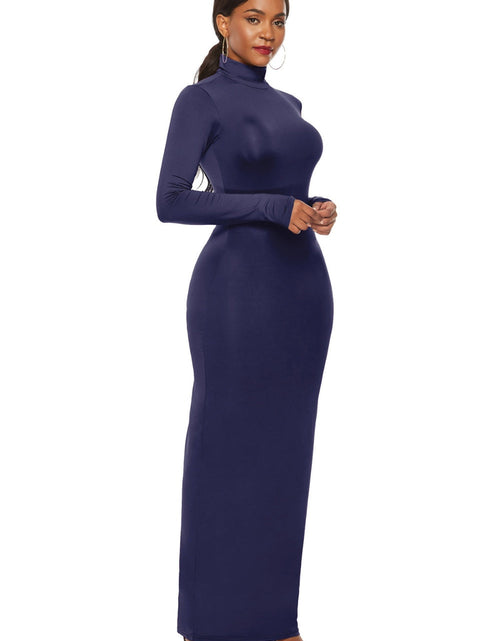Load image into Gallery viewer, Mock Neck Long Sleeve Maxi Slim Dress
