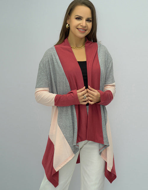Load image into Gallery viewer, Shiny Color Block Open Front Cardigan
