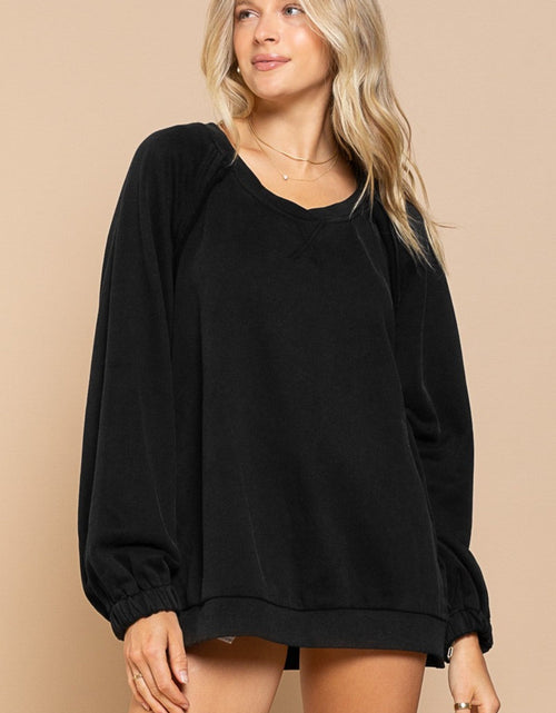 Load image into Gallery viewer, POL Back Cross Strap Detail Balloon Sleeve Sweatshirt
