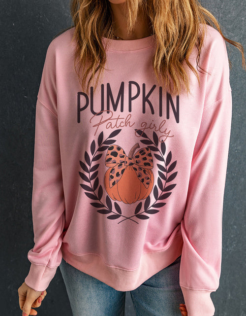 Load image into Gallery viewer, Pumpkin Round Neck Long Sleeve Sweatshirt
