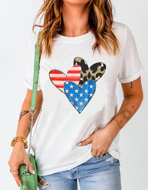 Load image into Gallery viewer, Heart Round Neck Short Sleeve T-Shirt
