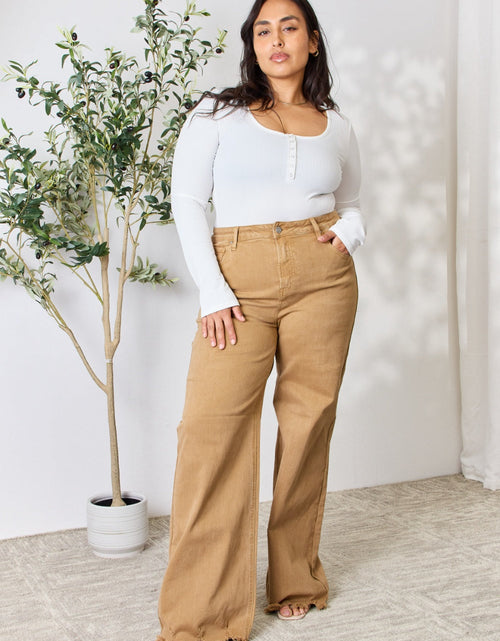 Load image into Gallery viewer, RISEN Full Size Fringe Hem Wide Leg Jeans
