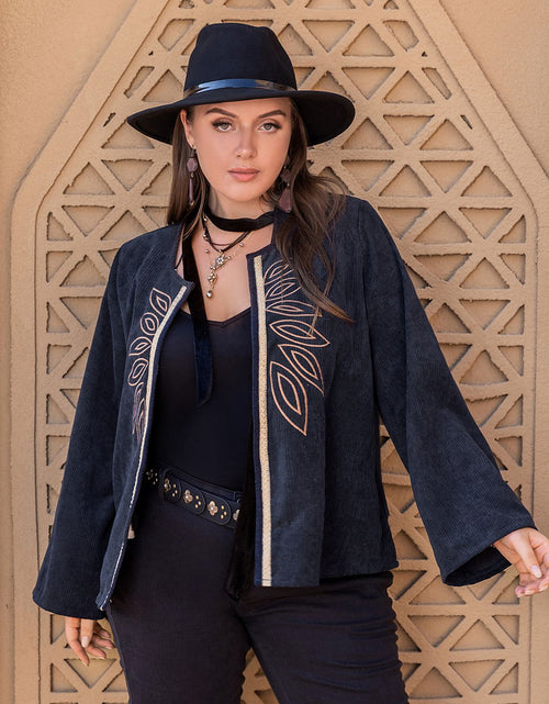Load image into Gallery viewer, Plus Size Embroidered Open Front Jacket
