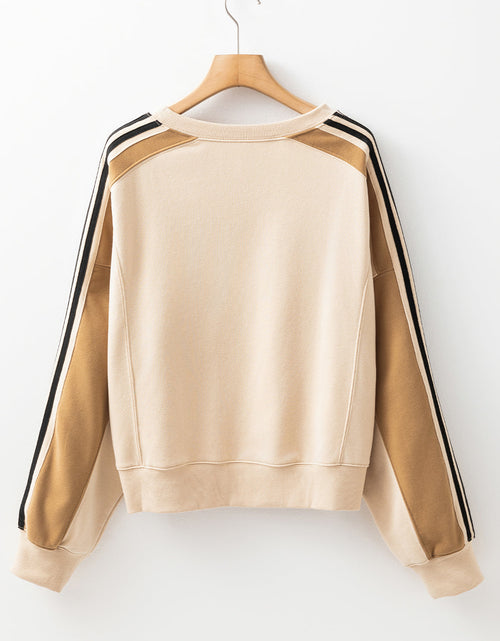 Load image into Gallery viewer, Contrast Round Neck Long Sleeve Sweatshirt

