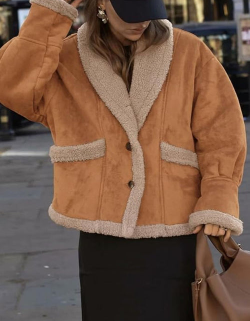 Load image into Gallery viewer, Fuzzy Collared Neck Long Sleeve Jacket
